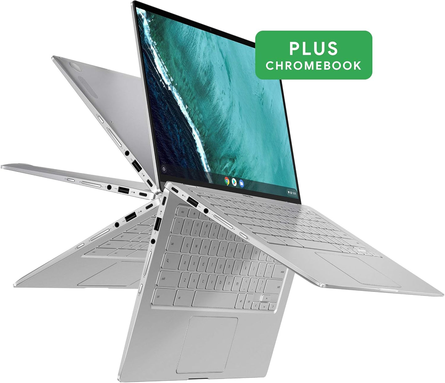 ASUS Chromebook Flip C434 2-in-1 Laptop 14" Touchscreen Full HD, Silver, 4 GB RAM - 64 GB SSD - Refurbished (Good)